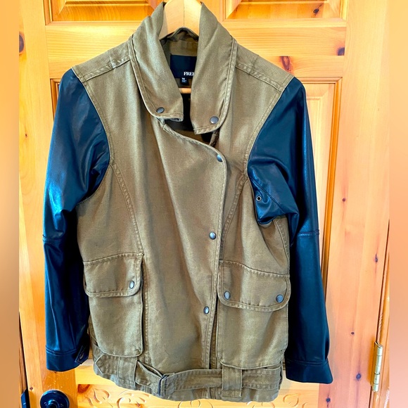 Wilfred Free Utility Jacket with Faux Leather Sleeves - Picture 3 of 6